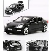 Zabawki zdalnie sterowane - Tesla model 3 1:32 otwierane drzwi światła LED metalowy prezent - miniaturka - grafika 1