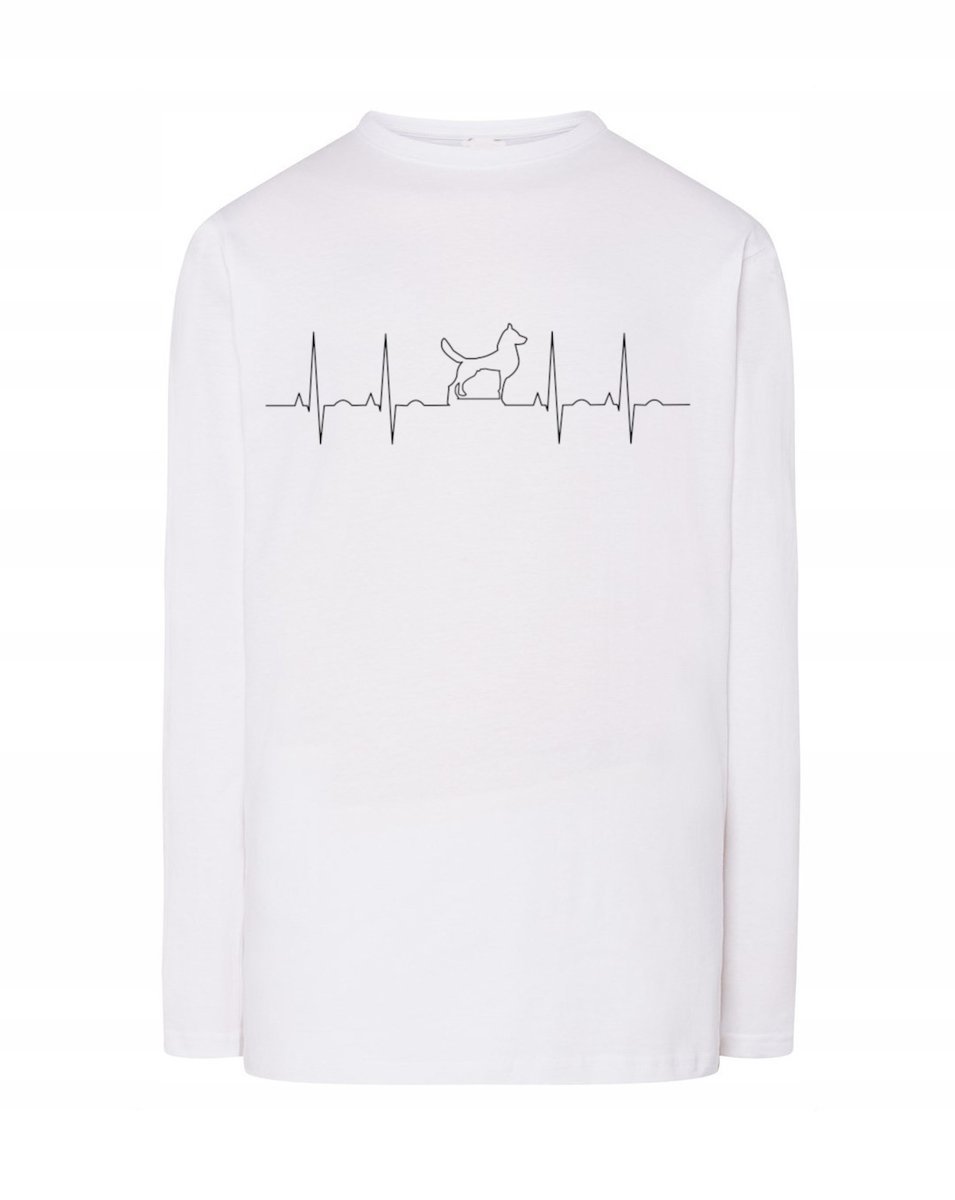 Longsleeve męski nadruk EKG bicie PIES r.M