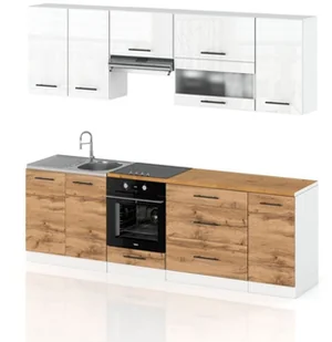 Meble Kuchenne Nowoczesne Kuchnia Robo Lux 2.6m Zestaw Biały Połysk Wotan - Meble kuchenne - miniaturka - grafika 1