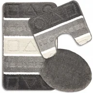 Dywaniki łazienkowe - DYWANIK ŁAZIENKOWY KOMPLET 3 SZT. ANTYPOŚLIZGOWY MIĘKKI SZARY BEŻOWY 50X80 - miniaturka - grafika 1