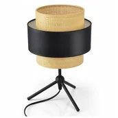 Lampy stojące - Lampa stołowa, nocna ABAŻUR Rattan Czarna Biała - miniaturka - grafika 1