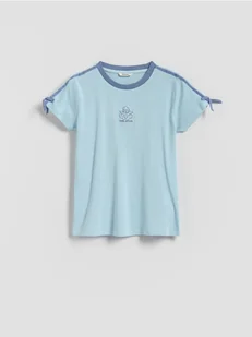 Reserved - T-shirt z lampasami - niebieski - Koszulki dla dziewczynek - miniaturka - grafika 1