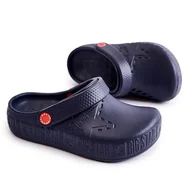 Buty dla dziewczynek - Dziecięce Lekkie Klapki Kroksy Big Star II375002 Granatowe niebieskie - miniaturka - grafika 1