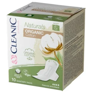 CLEANIC Naturals Organic Cotton Night Podpaski, 10szt. - Podpaski - miniaturka - grafika 1