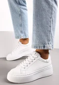 Sneakersy damskie - Białe Sneakersy na Grubej Podeszwie Cernanda - miniaturka - grafika 1