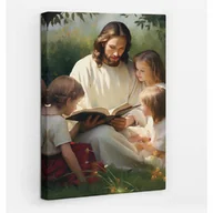 Ikony i obrazy sakralne - Jezus Chrystus z dziećmi - obraz polycanvas, 20x30 - miniaturka - grafika 1