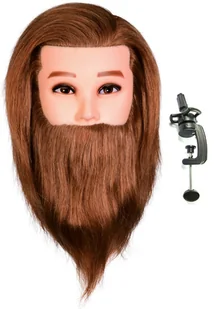 Główka głowa fryzjerska męska James brown treningowa z brodą 40cm włos naturalny uchwyt - Pozostałe akcesoria fryzjerskie - miniaturka - grafika 1