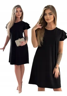 CZARNA KLASYCZNA KRÓTKA TRAPEZOWA SUKIENKA ROZMIAR 42 POLSKI PRODUCENT - Sukienki - miniaturka - grafika 1