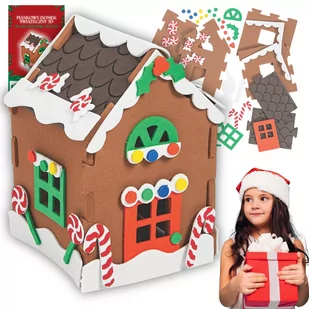 Domek Świąteczny Do Samodzielnego Złożenia Piankowe Puzzle 3D Dla Dzieci 180 Elementów, Chatka Z Piernika - Zabawki kreatywne - miniaturka - grafika 1