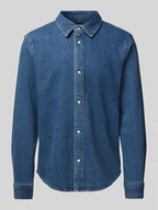 Koszule męskie - Kurtka jeansowa o kroju slim fit z kołnierzykiem typu kent - miniaturka - grafika 1