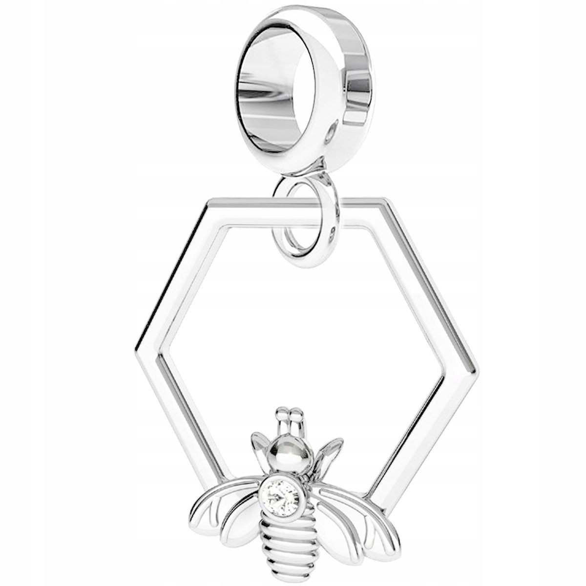 Charms Srebrny Pszczoła Plaster Miodu z Pszczółką Bee Honey Miód SREBRO 925