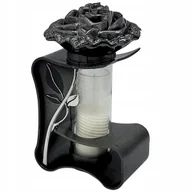 Lampiony i znicze - Znicz na Grób Nowoczesny Srebrny Lampion z Różą Tuba + Wkład Parafinowy - miniaturka - grafika 1