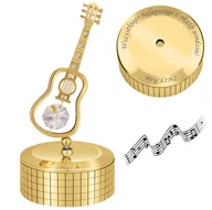 Pamiątka Chrztu Świętego - Pozytywka w kształcie gitary / Pozłacana pozytywka z kryształkami / Prezent dla gitarzysty, muzyka. - miniaturka - grafika 1