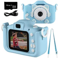 Zabawki interaktywne dla dzieci - APARAT CYFROWY DLA DZIECI KOTEK WIDEO FULL HD KOT NIEBIESKI U667N - miniaturka - grafika 1