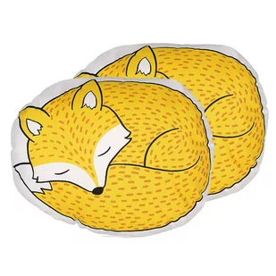 Zestaw 2 poduszek dla dzieci lis 50 x 40 cm żółty DHANBAD - Kołdry i poduszki dla dzieci - miniaturka - grafika 1