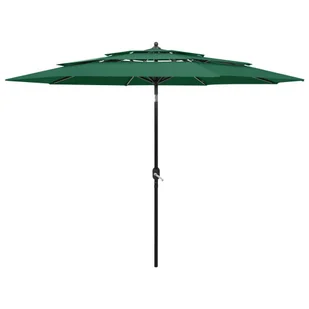 vidaXL 3-poziomowy parasol na aluminiowym słupku, zielony, 3 m 313869 - Parasole ogrodowe - miniaturka - grafika 9