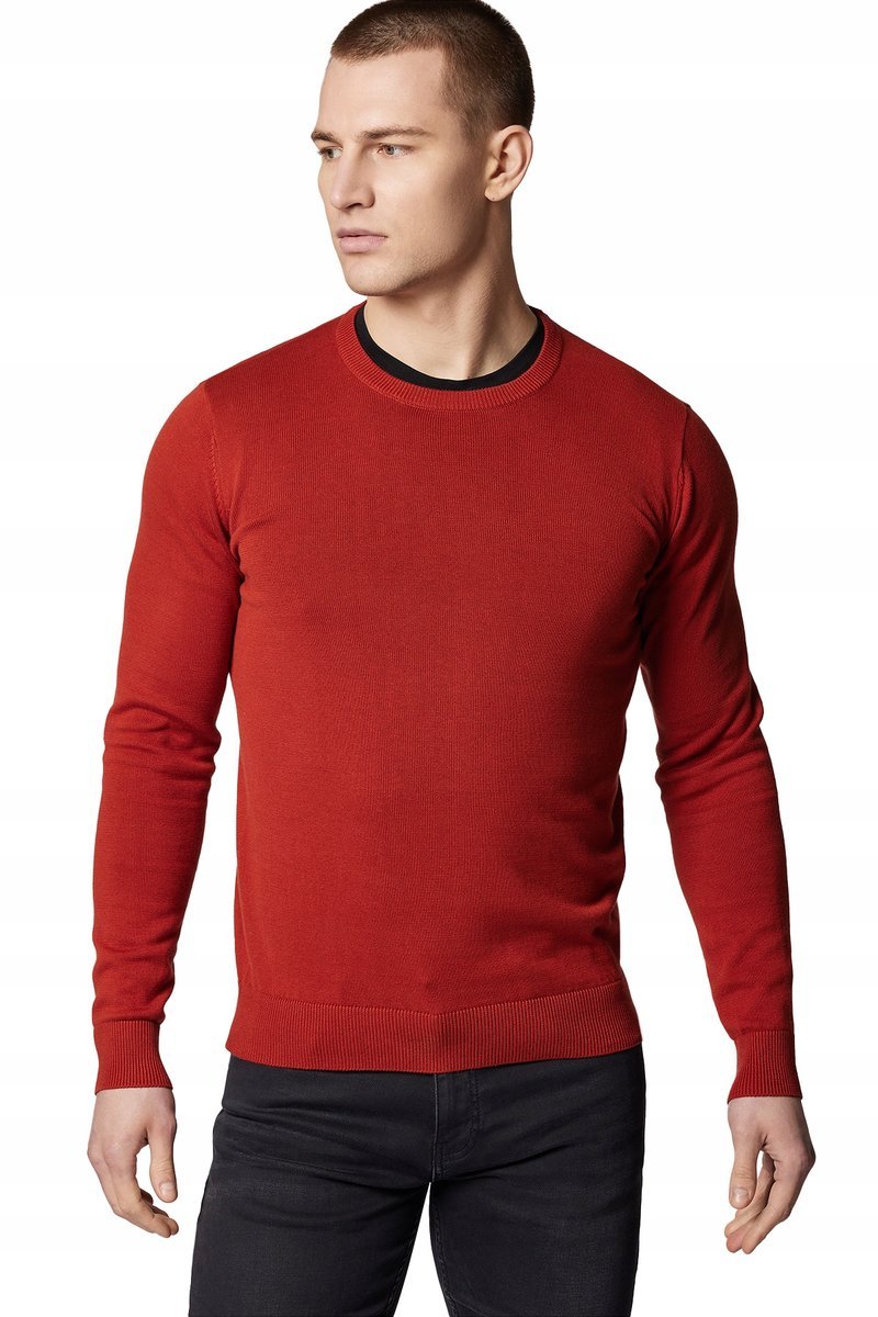 Sweter Męski Ceglasty Bawełniany O-neck Próchnik PM5 3XL
