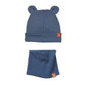 Czapki dla dzieci - Komplet Czapka MISIACZKA z kominem - niebieski - miniaturka - grafika 1