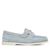 Mokasyny damskie - Mokasyny Tommy Hilfiger FW0FW09338 Błękitny - miniaturka - grafika 1