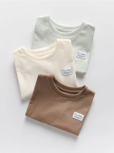 Reserved - Bawełniany t-shirt 3 pack - jasnoszary - Bluzki dla niemowląt - miniaturka - grafika 1