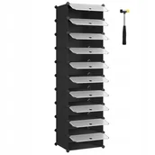 Szafki na buty - Funkcjonalna czarna modułowa szafka na buty dodatki stojąca 10 pudełek - miniaturka - grafika 1