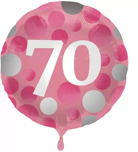 Balon foliowy na siedemdziesiątkę różowy - 45 cm - 1 szt. - Urodziny dla dorosłych - miniaturka - grafika 1