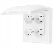 Gniazdka elektryczne - Kontakt Simon Simon Aquaclick Gniazdo IP44, 4-krotne z uziem., klapka w kolorze biały ACGZ4/11 ACGZ4/11 - miniaturka - grafika 1