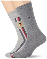 Skarpetki męskie - Tommy Hilfiger Męskie skarpety Global Ribbon Crest Sock Classic, szary melanż, 39-42 EU - miniaturka - grafika 1