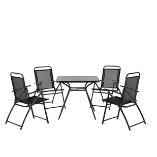 Beliani Meble ogrodowe czarne - balkonowe - stół z 4 krzesłami - stal - LIVO - Meble ogrodowe - miniaturka - grafika 1