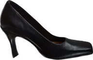 Czółenka - BnW Skórzane czarne czółenka na wysokiej szpilce - miniaturka - grafika 1