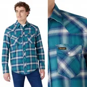 Koszule męskie - Wrangler HERITAGE SHIRT Jasper Green KOSZULA W KRATĘ REGULAR M - miniaturka - grafika 1