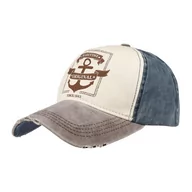 Czapki męskie - Brązowa czapka z daszkiem baseballówka vintage uniwersalna brązowy, beżowy - miniaturka - grafika 1