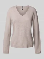 Swetry damskie - Sweter o kroju regular fit z dekoltem w serek model ‘BREE’ - miniaturka - grafika 1