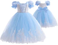 Stroje karnawałowe - Sukienka Strój Kopciuszek Cinderella Balowa Tiul Koronka 134/140 Cm (140) - miniaturka - grafika 1