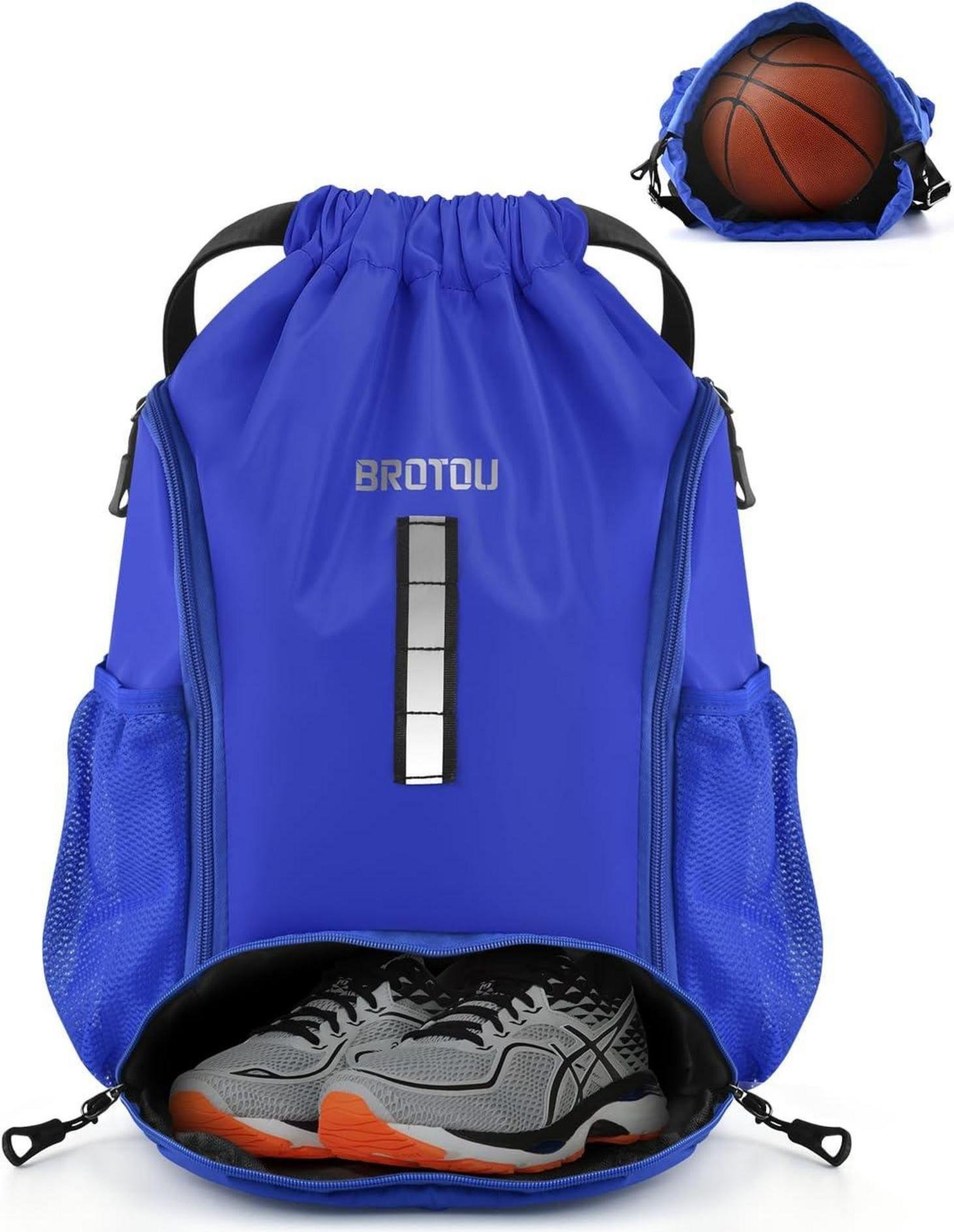 BROTOU torba sportowa torba sportowa plecak piłkarski torba na siłownię przegroda na buty sznurek mokra torba