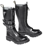 Botki męskie - glany STEEL - BLACK (20-dziurkowe) z suwakiem + 1x2 klamry KNIFE-48 - miniaturka - grafika 1