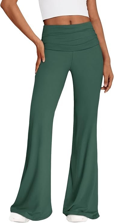 REORIA Spodnie Damskie Legginsy Eleganckie Szerokie Nogawki Zielone S