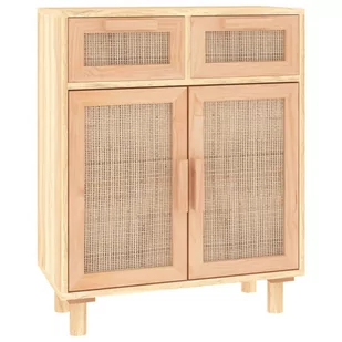 Lumarko Szafka, brązowa, 60x30x75 cm, lita sosna i naturalny rattan - Szafki do salonu - miniaturka - grafika 3