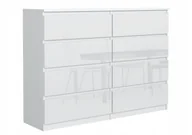 Komody - Duża Komoda 8 Szuflad 140cm Biała Front Połysk - miniaturka - grafika 1