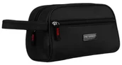 Akcesoria podróżnicze - Męska klasyczna kosmetyczka z uchwytem do przenoszenia PETERSON czarna elegancka na suwak - miniaturka - grafika 1