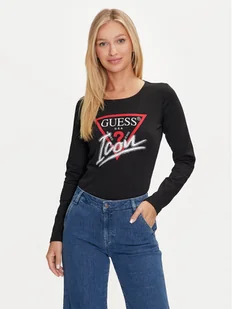 Guess Bluzka Icon W4YI33 I3Z14 Czarny Slim Fit - Bluzki damskie - miniaturka - grafika 1