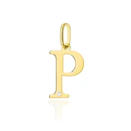 Wisiorki - Złota zawieszka / wisiorek Diament 0,005ct - litera P - żółte złoto pr. 585 - miniaturka - grafika 1