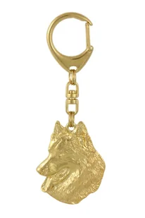 Owczarek belgijski, Belgijski pies pasterski - pozłocony brelok do kluczy z psem, ozdoba torebki, luksusowy dodatek marki Art-Dog - Breloki - miniaturka - grafika 1