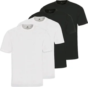 koszulka męska hajo, 4-pak - Basic, krótki rękaw, okrągły dekolt, bawełna, gładki czarny / biały 3XL - Koszulki męskie - miniaturka - grafika 1