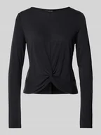 Bluzki damskie - Bluzka o kroju regular fit z długim rękawem i efektem wiązania - miniaturka - grafika 1