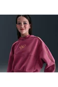 Bluzy dla dziewczynek - Bluza zkapturem oluźnym kroju dla dużych dzieci (dziewcząt) Nike Club Fleece - Fiolet - miniaturka - grafika 1