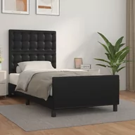 Łóżka - Lumarko Rama łóżka z zagłówkiem, czarna, sztuczna skóra, 80x200 cm - miniaturka - grafika 1