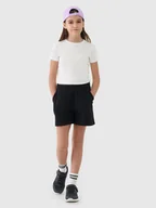 Spodnie sportowe damskie - 4F Spodenki dresowe dziewczęce - czarne 122 (6-7 lat) - miniaturka - grafika 1