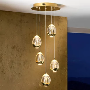 Schuller Valencia Złota lampa wisząca LED ROCIO, 5-pkt. - Lampy sufitowe - miniaturka - grafika 2