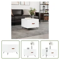 Ławy i stoliki kawowe - The Living Store Stolik kawowy biały wysoki połysk 50x50x40 cm materiał drewnopochodny - miniaturka - grafika 1